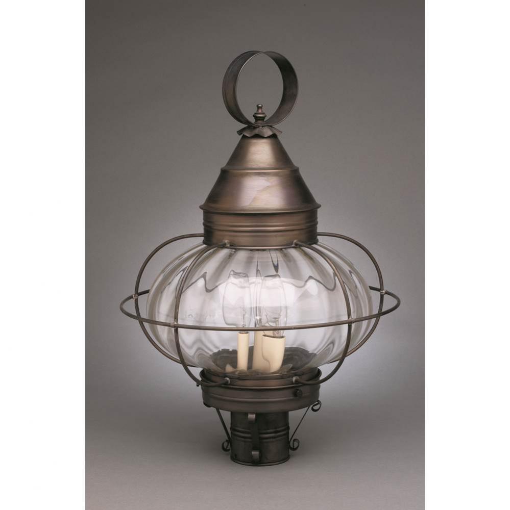 Caged Onion Post Dark Brass 3 Candelabra Sockets Optic Glass