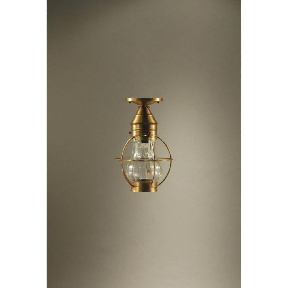 Caged Pear Flush Dark Brass Medium Base Socket Optic Glass