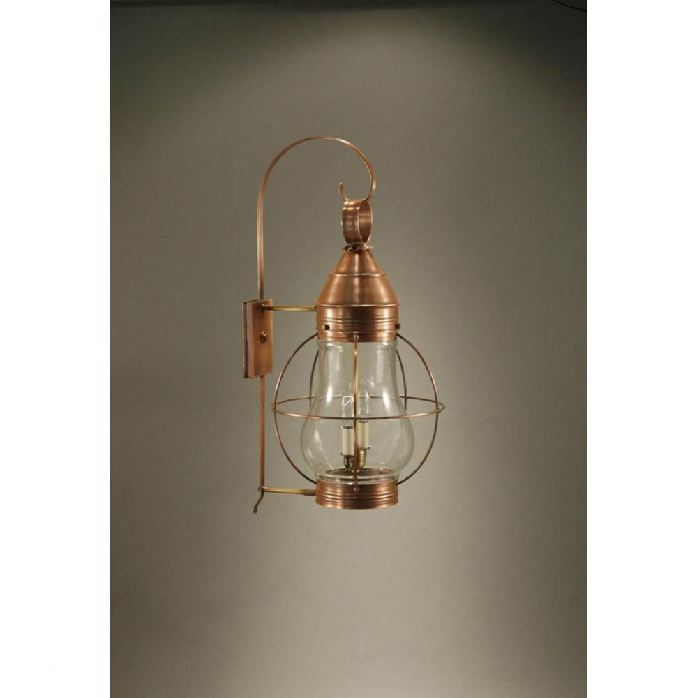 Caged Pear Wall Dark Brass 2 Candelabra Sockets Clear Glass