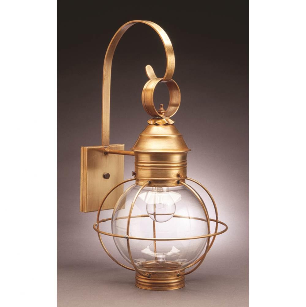 Caged Round Wall Dark Antique Brass Medium Base Socket Clear Glass