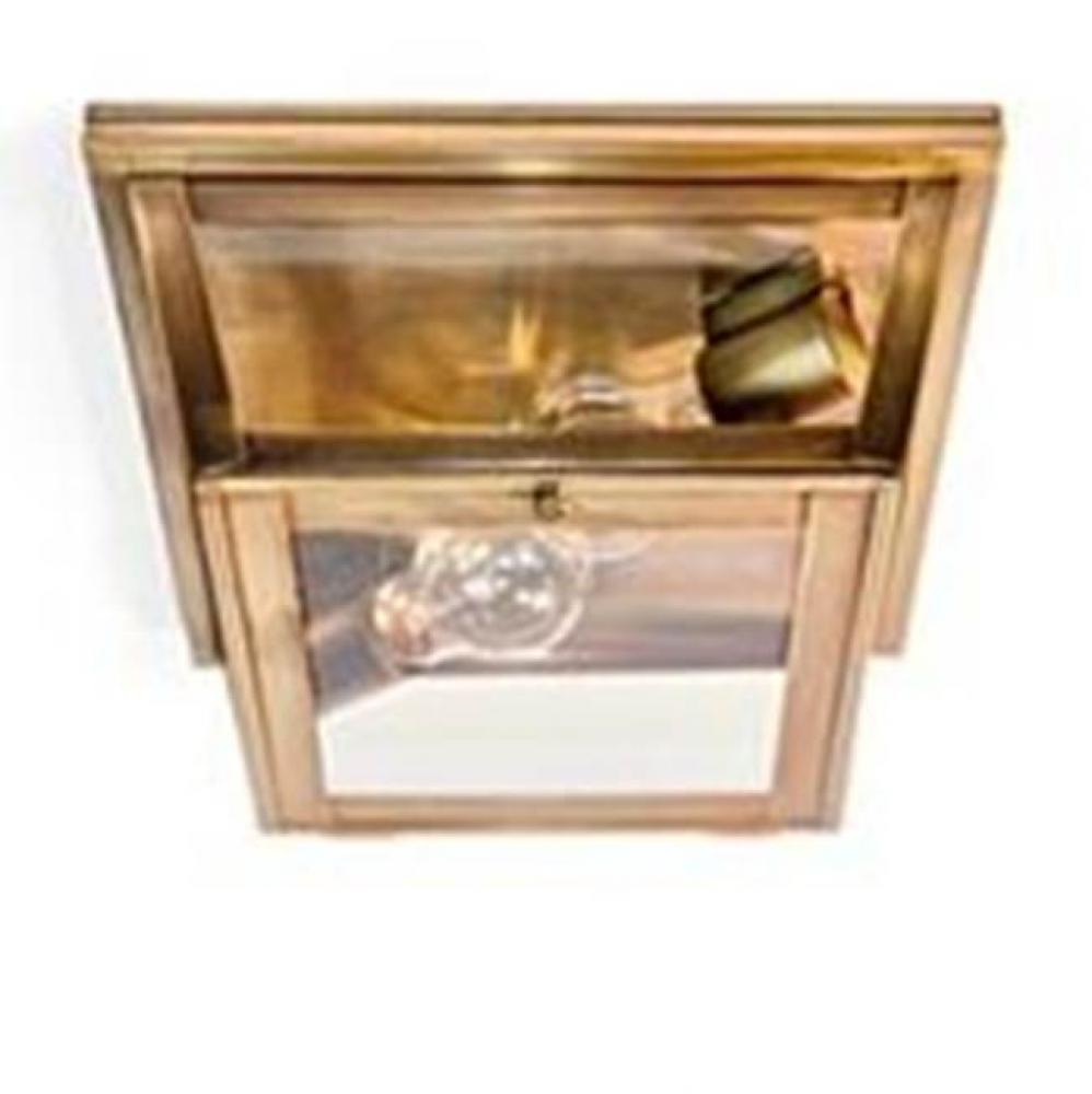 Flush Antique Brass 2 Medium Base Sockets Clear Glass
