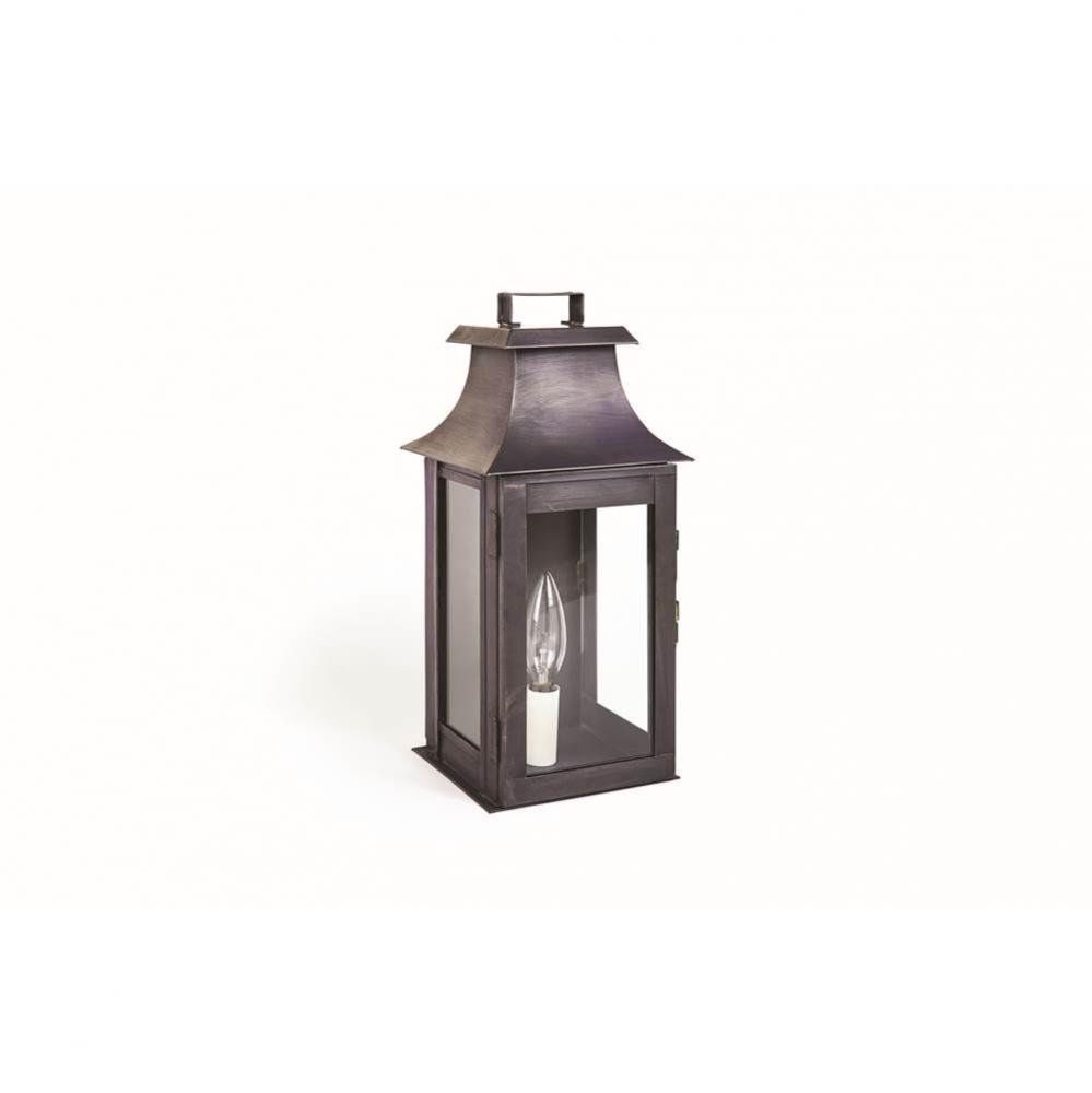 Pagoda Wall Dark Brass 1 Candelabra Socket Clear Glass