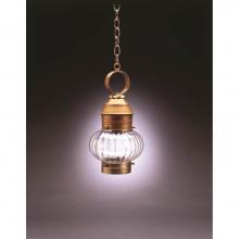Northeast Lantern 2032-AB-MED-OPT - Onion Hanging No Cage Antique Brass Medium Base Socket Optic Glass