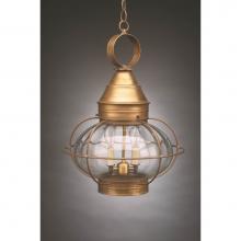 Northeast Lantern 2572-AB-LT2-OPT - Caged Onion Hanging Antique Brass 2 Candelabra Sockets Optic Glass