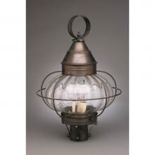 Northeast Lantern 2573-DB-LT3-OPT - Caged Onion Post Dark Brass 3 Candelabra Sockets Optic Glass