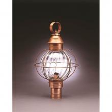 Northeast Lantern 2843-DB-MED-OPT - Caged Round Post Dark Brass Medium Base Socket Optic Glass