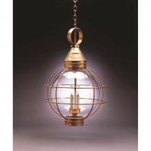 Northeast Lantern 2862-DB-LT3-CLR - Caged Round Hanging Dark Brass 3 Candelabra Sockets Clear Glass