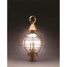 Northeast Lantern 2863-DB-LT3-CLR - Caged Round Post Dark Brass 3 Candelabra Sockets Clear Glass