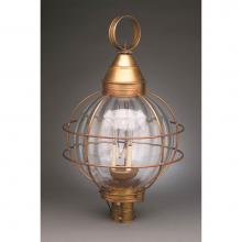 Northeast Lantern 2863-VG-LT3-OPT - Caged Round Post Verdi Gris 3 Candelabra Sockets Optic Glass