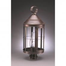 Northeast Lantern 3353-DAB-CIM-CLR - Cone Top Post Dark Antique Brass Medium Base Socket With Chimney Clear Glass