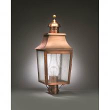 Northeast Lantern 5543-DAB-CIM-CSG - Pagoda Post Dark Antique Brass Medium Base Socket With Chimney Clear Seedy Glass