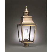 Northeast Lantern 5553-DAB-CIM-CLR - Pagoda Post Dark Antique Brass Medium Base Socket With Chimney Clear Glass