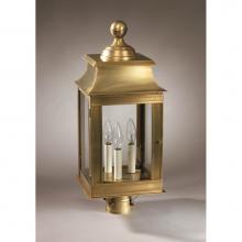 Northeast Lantern 5633-VG-LT3-CLR - Pagoda Post Verdi Gris 3 Candelabra Sockets Clear Glass