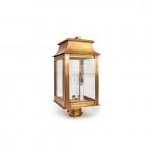 Northeast Lantern 5643-AB-LT3-CSG - Pagoda Post Antique Brass 3 Candelabra Sockets Clear Seedy Glass