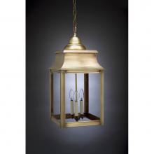 Northeast Lantern 5652-DAB-LT3-CLR - Pagoda Hanging Dark Antique Brass 3 Candelabra Sockets Clear Glass