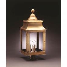 Northeast Lantern 5653-AC-LT3-CLR - Pagoda Post Antique Copper 3 Candelabra Sockets Clear Glass