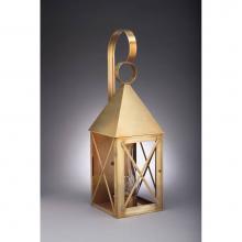 Northeast Lantern 7051-AB-CIM-CLR - Pyramid Top X-Bars Wall Antique Brass Medium Base Socket With Chimney Clear Glass