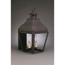 Northeast Lantern 7631-DB-LT2-CLR - Curved Top Wall Dark Brass 2 Candelabra Sockets Clear Glass