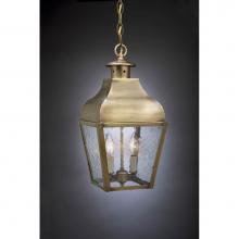 Northeast Lantern 7632-DAB-LT2-CSG - Curved Top Hanging Dark Antique Brass 2 Candelabra Sockets Clear Seedy Glass
