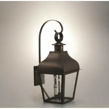 Northeast Lantern 7637-AB-LT2-CLR - Curved Top Wall With Top Scroll Antique Brass 2 Candelabra Sockets Clear Glass