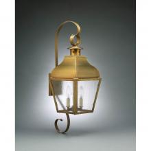 Northeast Lantern 7638-AC-LT2-SMG - Curved Top Wall With Top and Bottom Scroll Antique Copper 2 Candelabra Sockets Seedy Marine Glass
