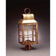 Northeast Lantern 8143-DAB-CIM-CLR - Culvert Top H-Bars Post Dark Antique Brass Medium Base Socket With Chimney Clear Glass