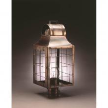 Northeast Lantern 9253-DAB-CIM-CLR - Culvert Top H-Rod Post Dark Antique Brass Medium Base Socket With Chimney Clear Glass