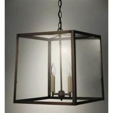 Northeast Lantern ST1415-AC-LT2-CLR - Square Trapezoid Hanging Antique Copper 2 Candelabra Sockets Clear Glass