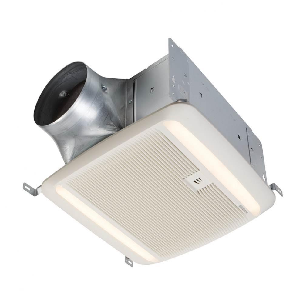 Broan QT DC Series 110-130-150 Selectable cfm Humidity Sensing Ventilation fan with LED light, <