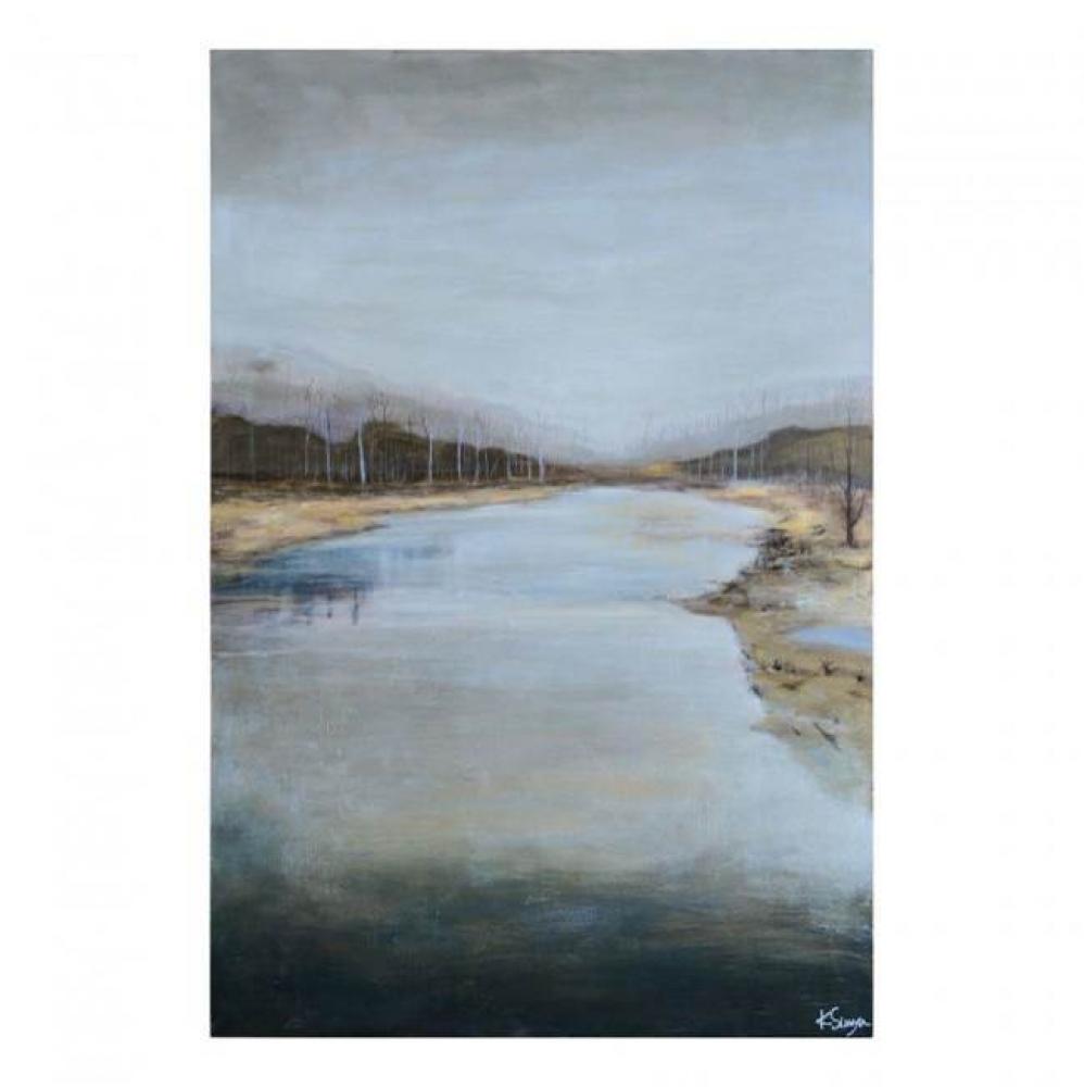 Mountain Stream Painting - W:40'' x H:60'' x D:1.5''