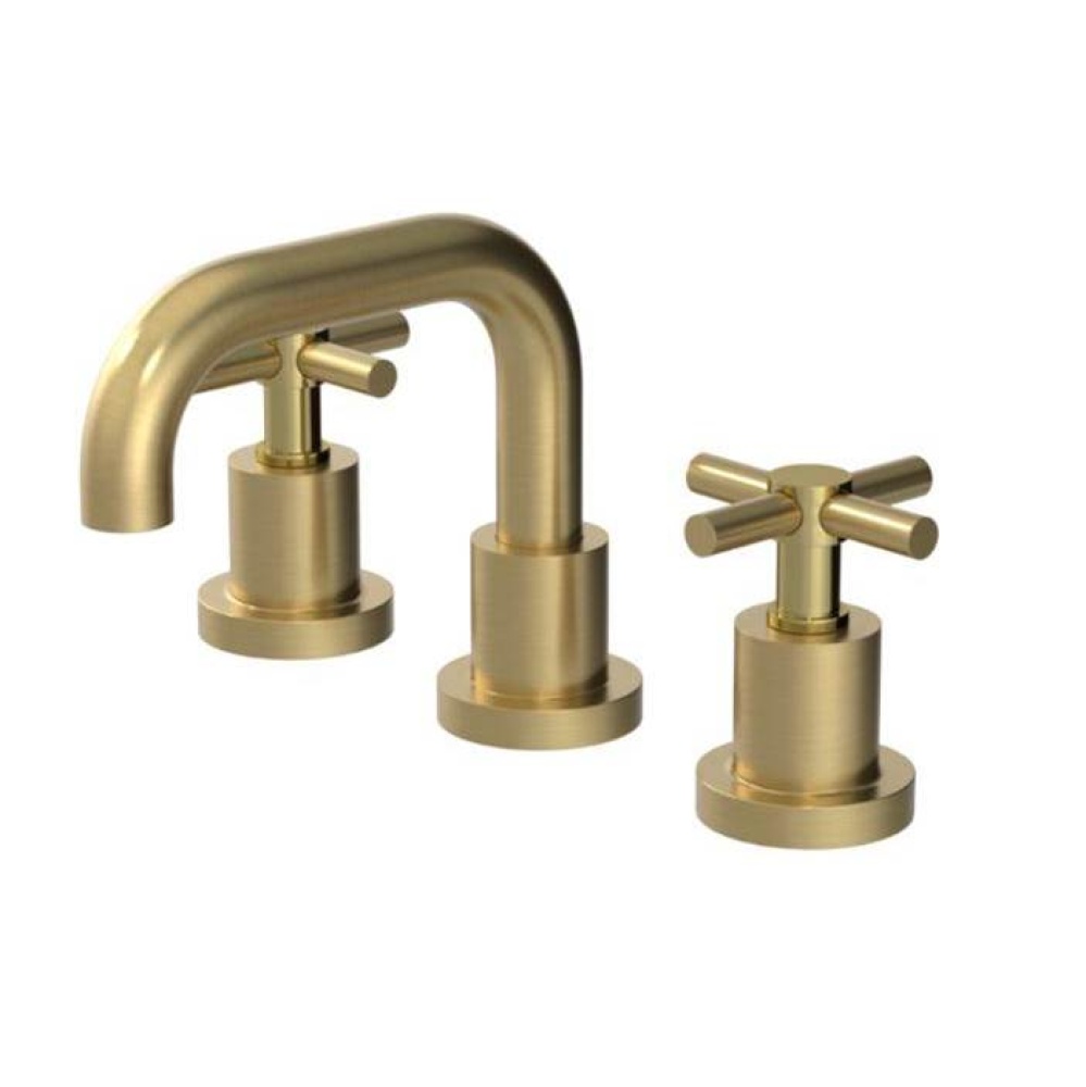 Widespread Lavatory Set Without Drain Satin Brass with Bright Brass