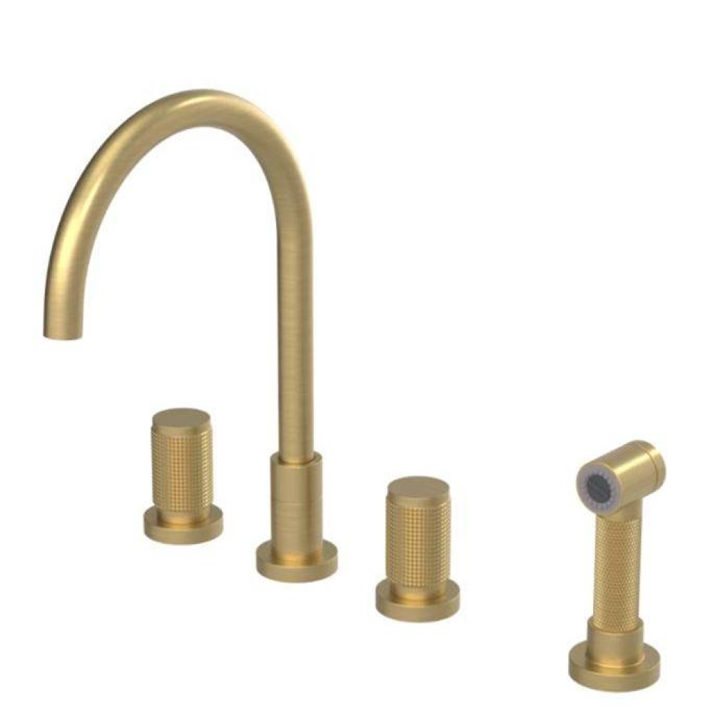 Widespread Kitchen Set with Hand Spray Satin Brass