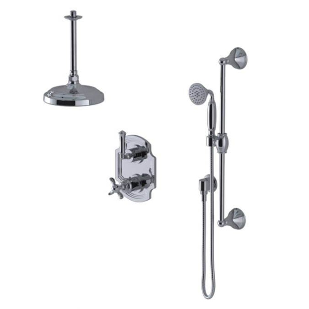 Temperature Control Shower with Two Way Diverter & Shut-Off, Hand Held Shower, Adjustable Slid