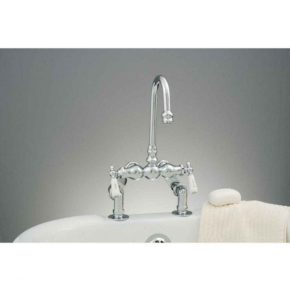 Chrome Deck Mount Faucet W/Variable Centers