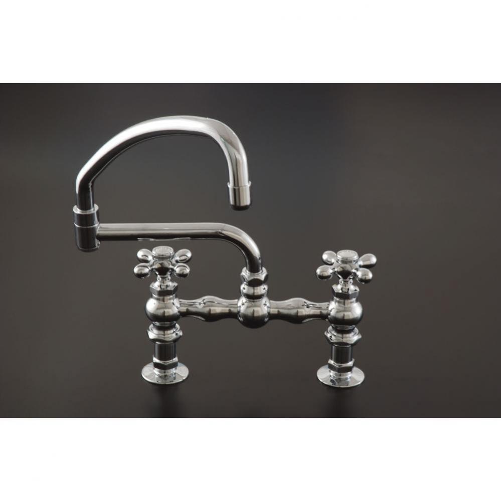 Chrome Deck Mt Kitchen Faucet W/Swivel Pot Filler Spout &amp; X-Point