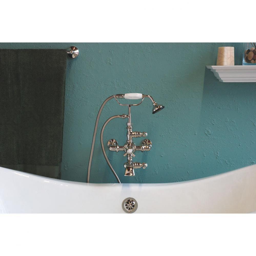 Chrome Wall Mount Thermostatic Faucet With Hand Held Shower