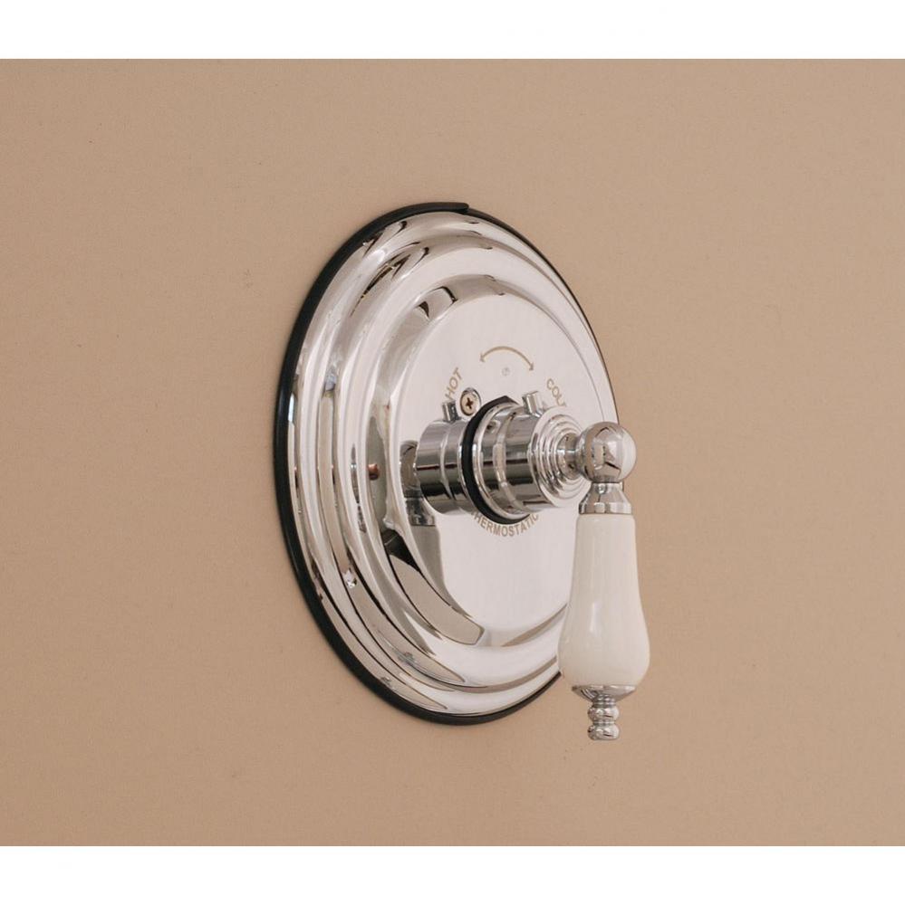 Chrome Thermostatic Control Valve With Round Plate And Porcelain Lever Handle