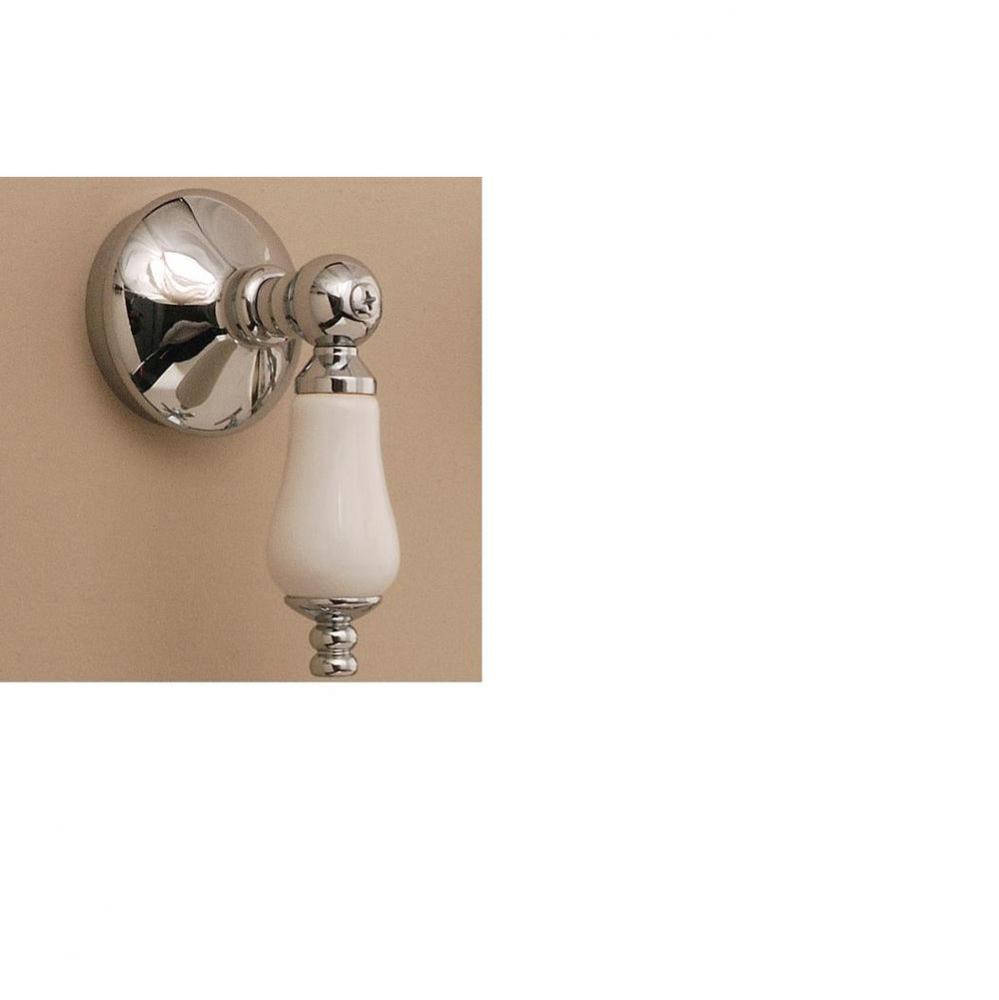 Chrome Volume Control Valve With Traditional Escutcheon And Porcelain Lever Hand