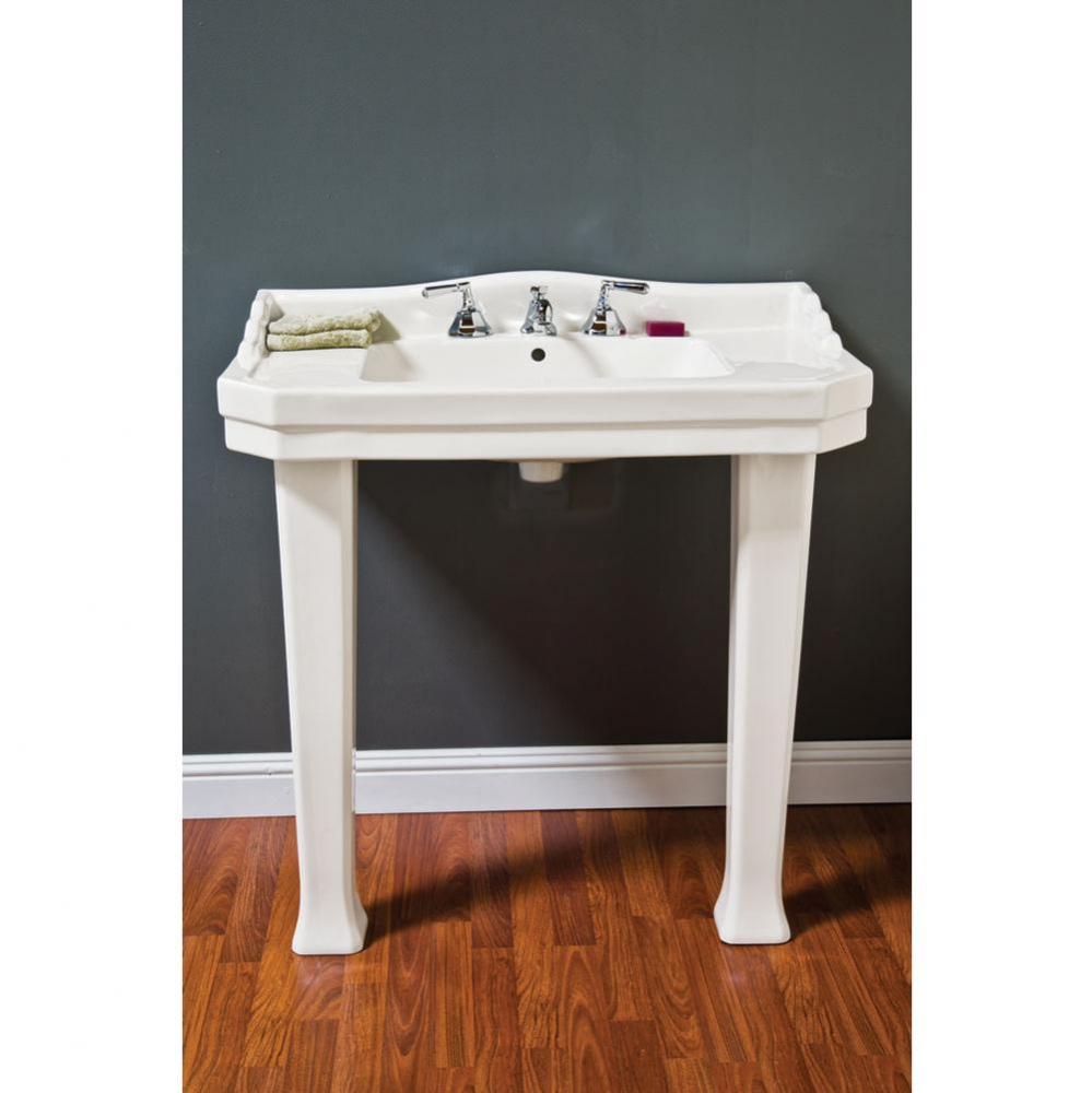 Console Sink With Legs, Front 35'' H, Back 39 1/2''H, 36 1/2''W, 22&