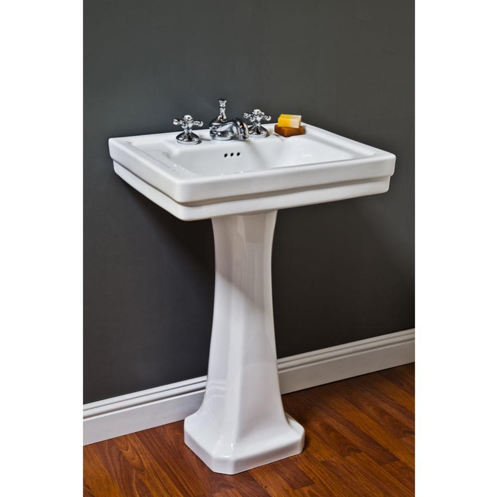 Porcelain Pedestal Sink.  Total Height 33 3/4'', 23''W, 18 1/2'' Fro