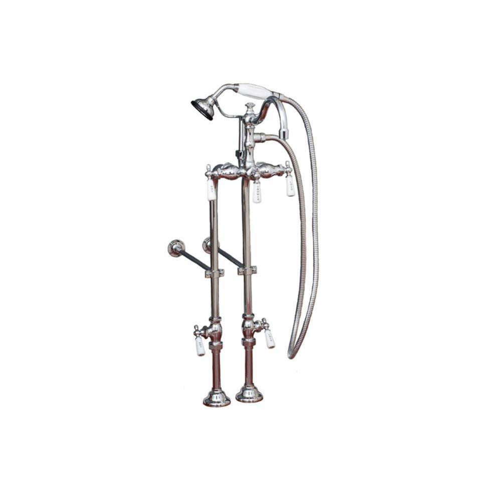 Chrome Faucet & Over The Rim Supply Set Kit.  Includes 3 3/8'' Ctr Faucet W/Handh