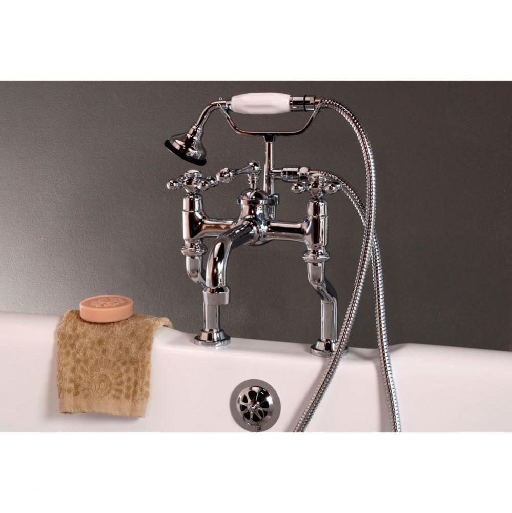 Chrome Deck Mount Traditional Telephone Faucet With 2 1/2''-12'' Centers, Trad