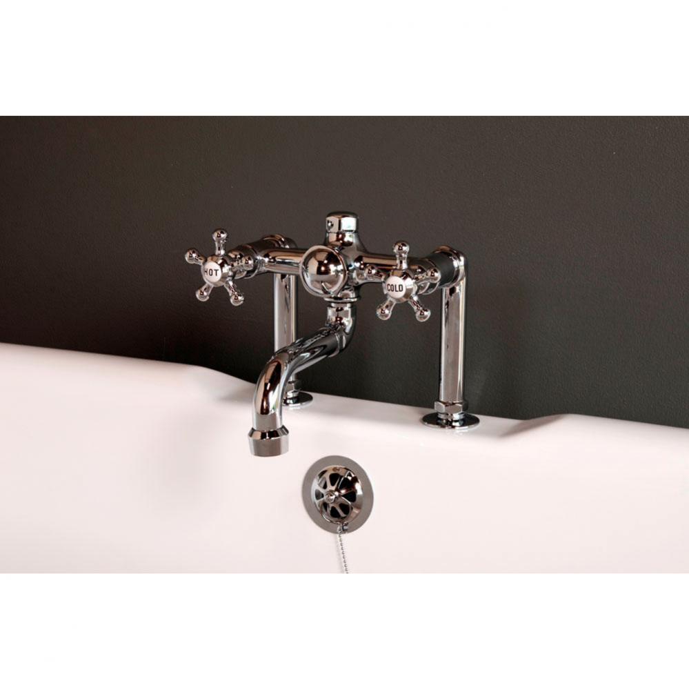 Chrome Deck Mount Faucet, 7'' Centers, Traditional Spout, 5 Spoke Handles & 1/2&apos