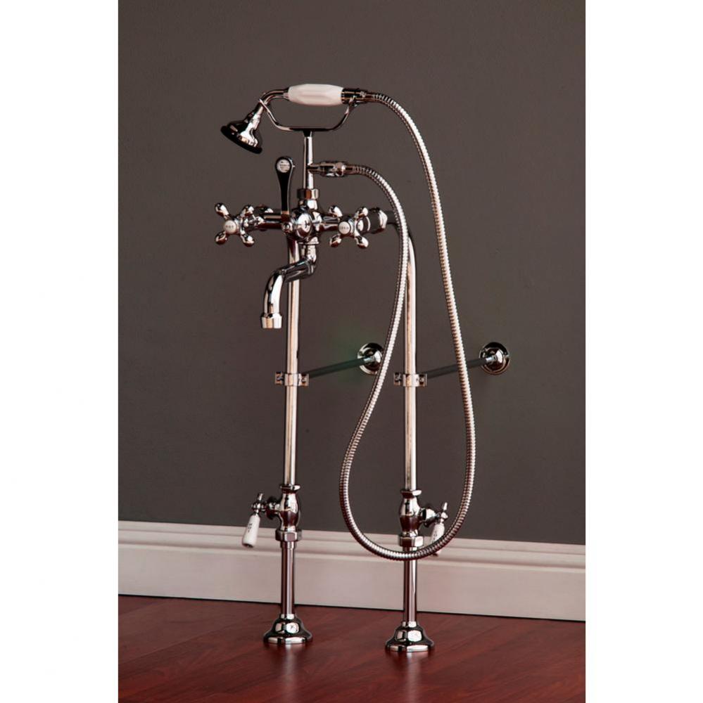 Chrome Traditional Telephone Faucet & Over The Rim Supply Set Kit.  Includes  Po