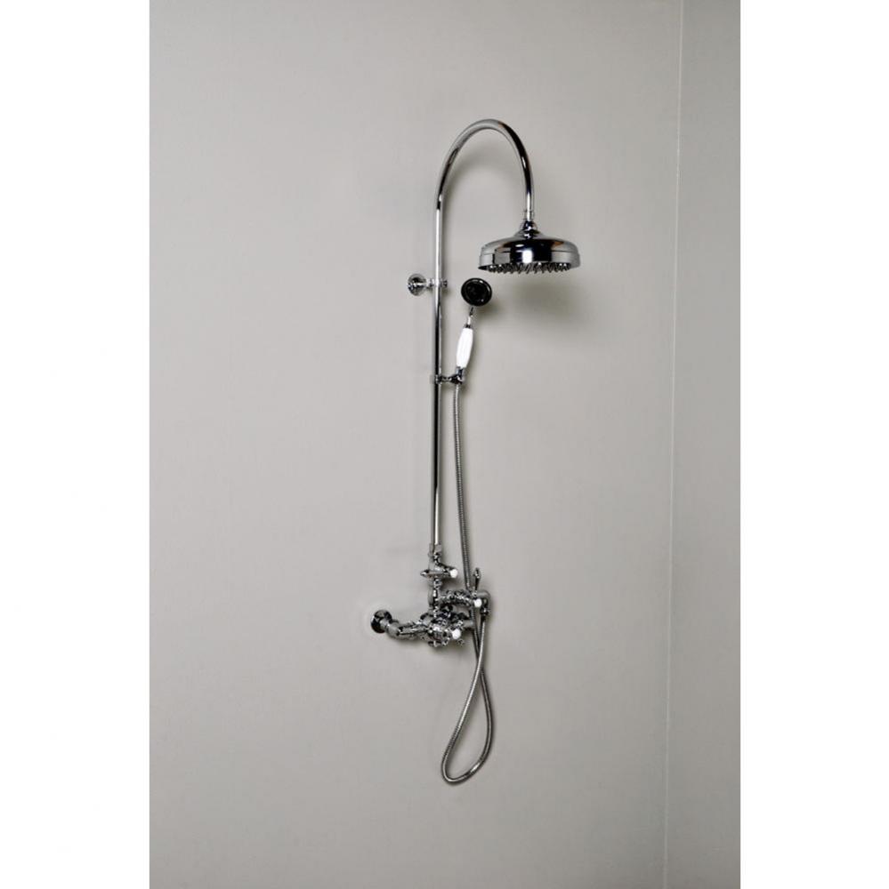 Chrome Thermostatic Exposed Shower Set W/Crook Style 36'' Riser, 7'' Centers &