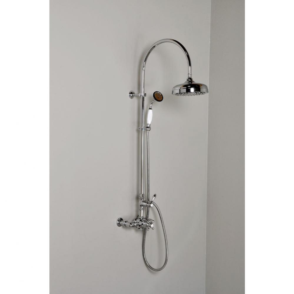 Chrome Water Saving  Exposed Thermostatic 7'' Center Shower Unit W/ Multi Functio