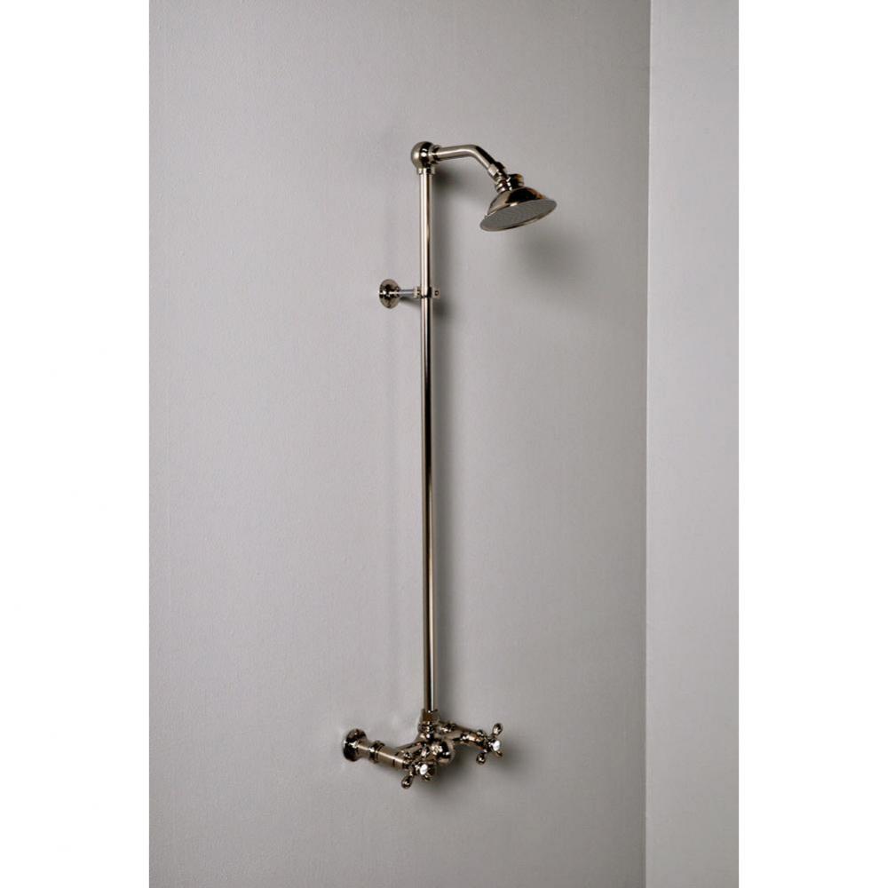 Chrome Wall Mount Shower Set W/ Exposed 36'' Tall Riser.  Includes Valve Body, Wa