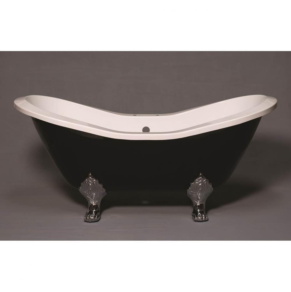 The Summit Black And White 6'' Acrylic Double Ended Slipper Tub On Legs With 7'&apo