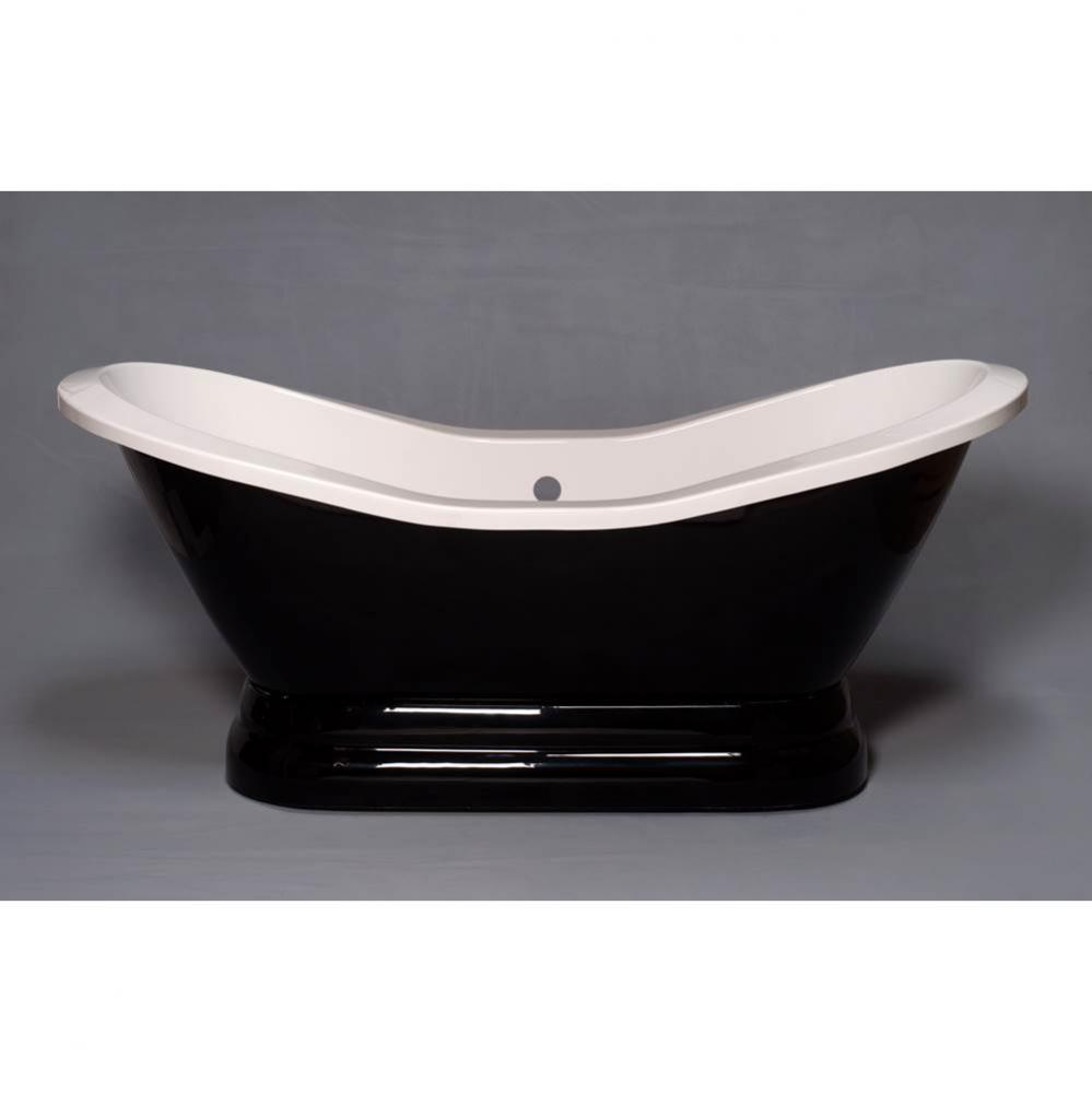 The Echo Black & White 6'' Acrylic Double Ended Slipper Tub On Pedestal Without Fauc