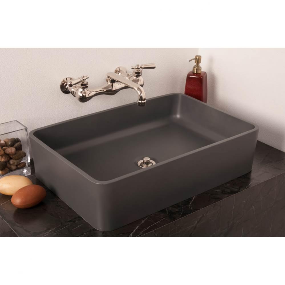 Rectangular Solid Surface Acrylic Matte Gray Dark Vessel Sink